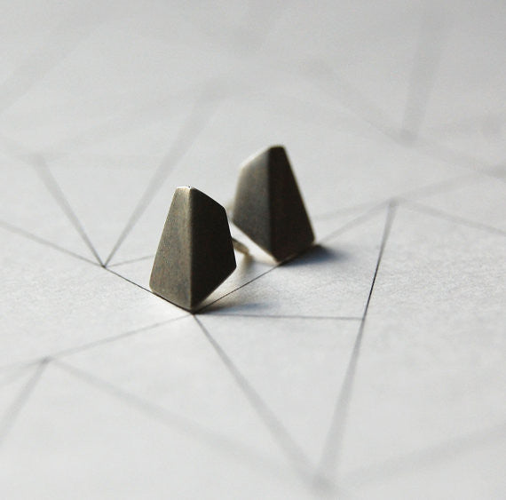 Geometric stud earrings N°1 AgJc Matte - 1