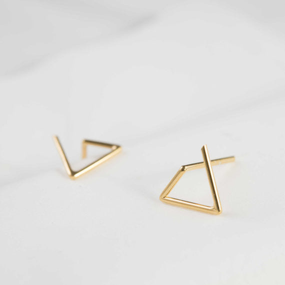 Line triangle earrings N°6 in silver or gold filled AgJc Yellow gold filled - 1