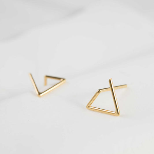 Line triangle earrings N°6 in silver or gold filled AgJc Yellow gold filled - 1