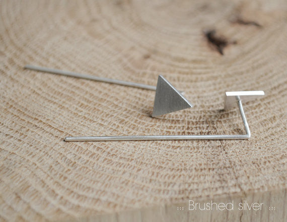 Triangle pendants earrings N°7 AgJc Matte / 1mm - 4