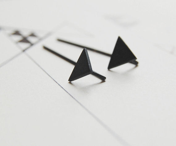 Triangle pendants earrings N°7 AgJc Oxidized / 1mm - 1