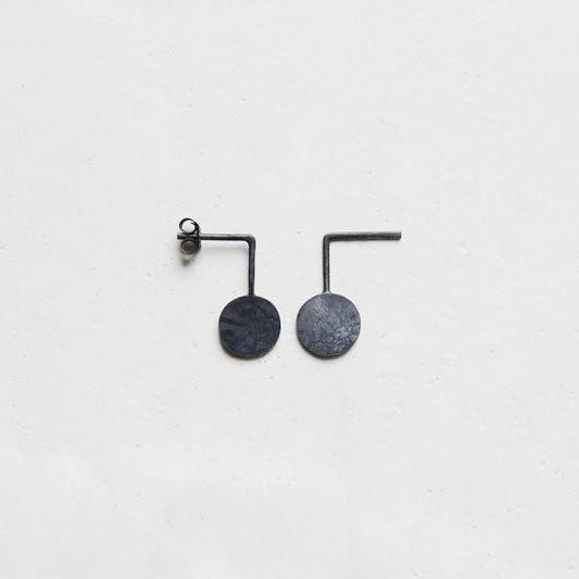Circle graphic pendants earrings N°10 AgJc Oxidized / 1mm - 1