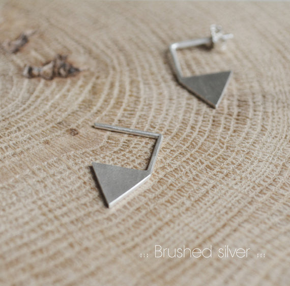 Triangle pendant earrings N°12 in Silver or Vermeil Gold AgJc  - 6
