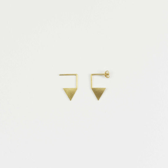 Triangle pendant earrings N°12 in Silver or Vermeil Gold AgJc  - 4