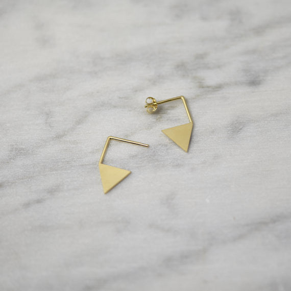 Triangle pendant earrings N°12 in Silver or Vermeil Gold AgJc  - 2