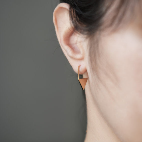 Triangle pendant earrings N°12 in Silver or Vermeil Gold AgJc  - 3