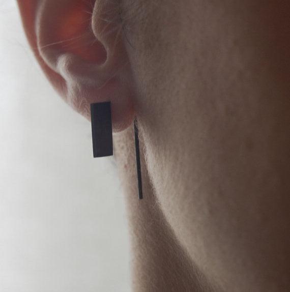 Geometric rectangle earrings N°14 AgJc  - 3
