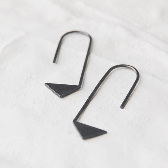 Pointy pendants earrings N°17 AgJc Oxidized / 1mm - 1