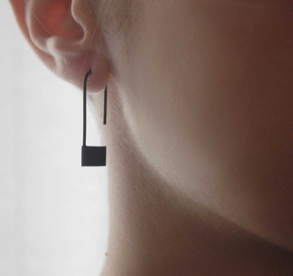 Rectangle pendants earrings N°18 AgJc  - 3