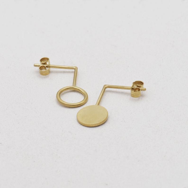 Asymmetrical circle earrings N°23 AgJc Gold filled - 5