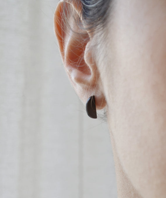 Half moon stud earrings N°37 AgJc  - 3