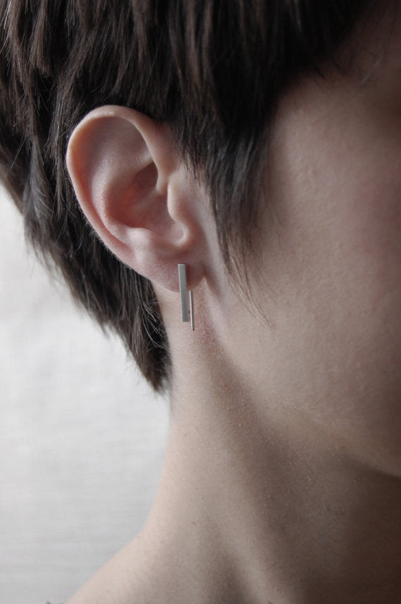 Line pendants earrings N°1 AgJc  - 3