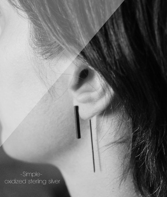 Minimalist industrial earrings N°2 AgJc  - 3