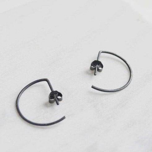 Line hoop earrings N°7 AgJc Oxidized - 6