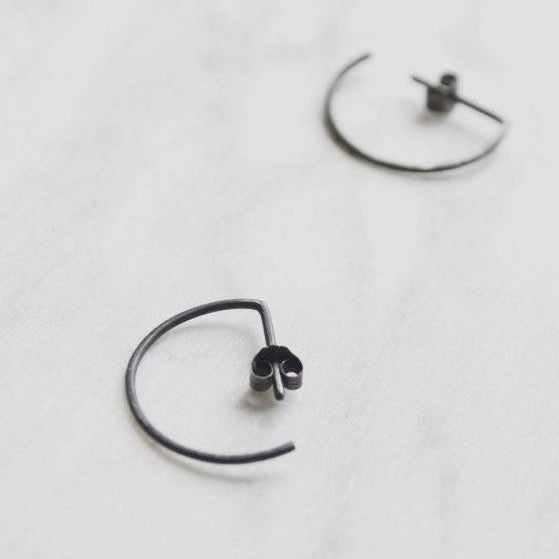 Black line hoop earrings N°7 AgJc  - 7