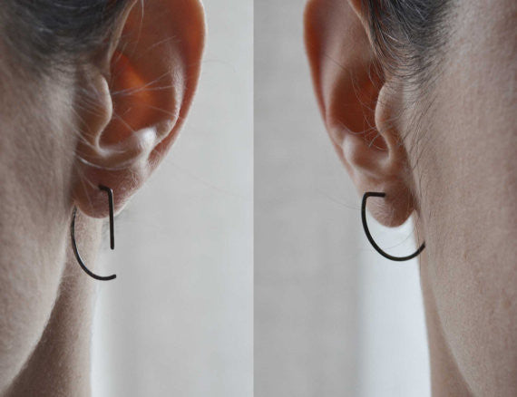 Black line hoop earrings N°7 AgJc  - 2