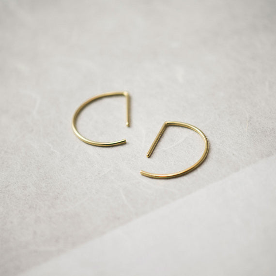 Line hoop earrings N°7 in silver or gold filled AgJc  - 1