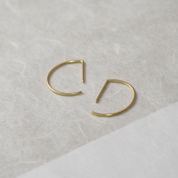 Line hoop earrings N°7 in silver or gold filled AgJc  - 5