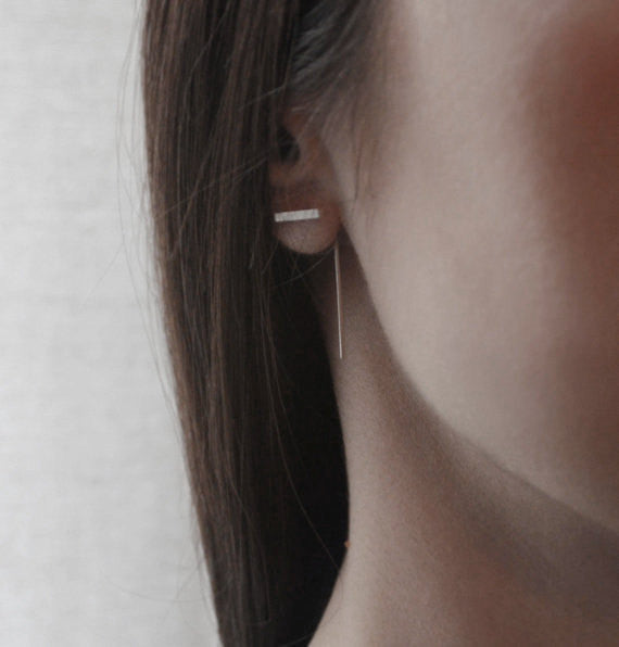 Minimalistic bar line earrings N°10 AgJc  - 4