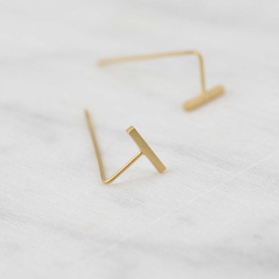 Minimalistic bar line earrings N°10 in silver or gold filled AgJc  - 1