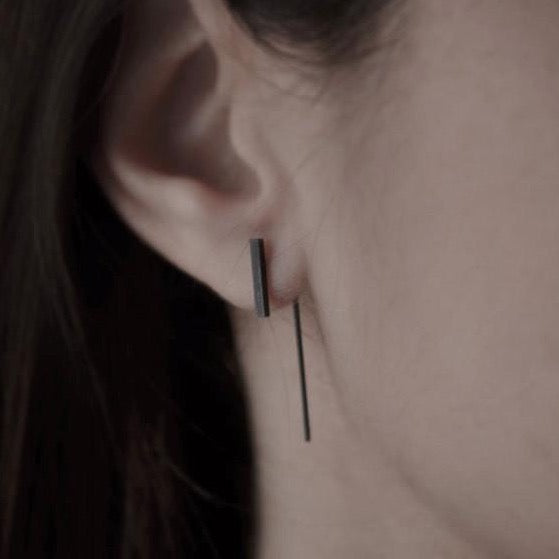 Minimalistic slim bar earrings N°11 AgJc  - 3