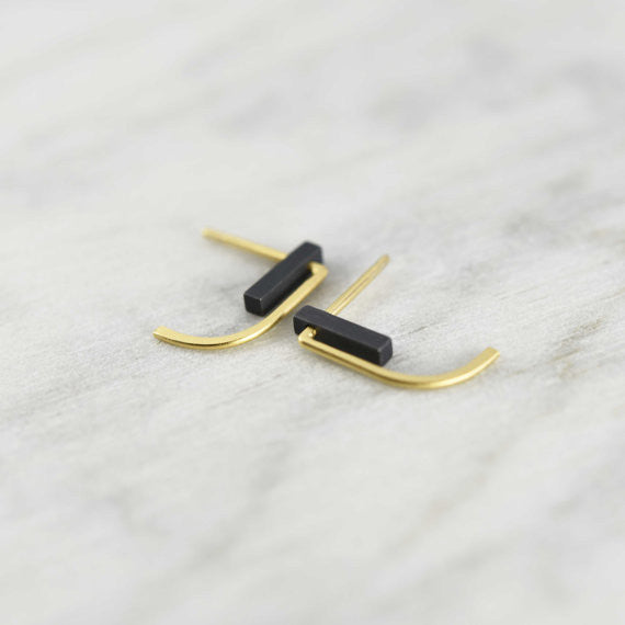 Black and gold earrings N°13 AgJc  - 1