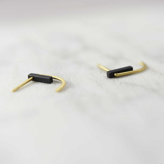 Black and gold earrings N°13 AgJc  - 3