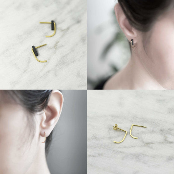Black and gold earrings N°13 AgJc  - 2