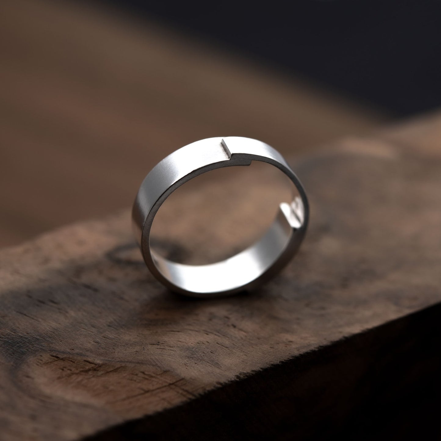 Thin wide band silver ring N°22