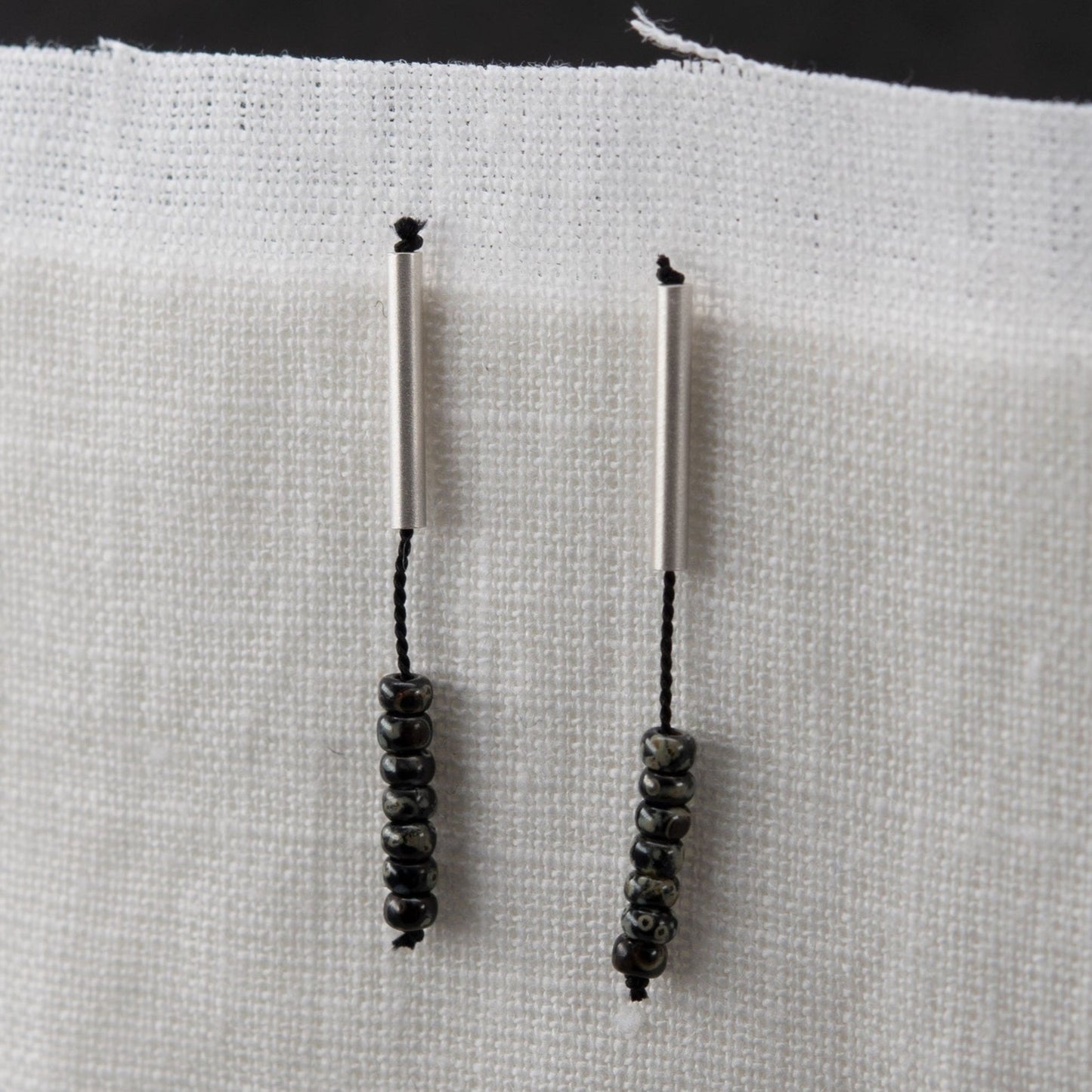 Miyuki bead pendant earrings in silver